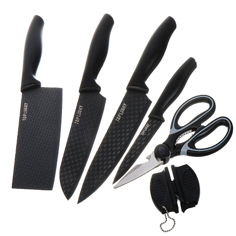 Набор ножей 6 предметов, нержавеющая сталь, Черный, Y4-7173