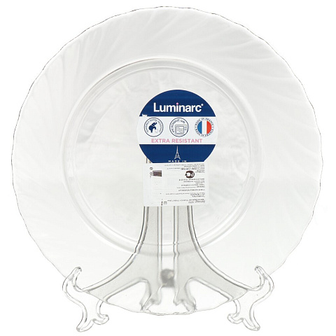 Тарелка обеденная, стекло, 24 см, круглая, Trianon Graphite, Luminarc, N5761