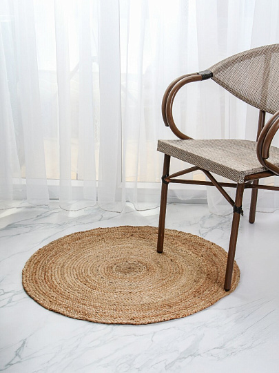 Коврик интерьерный 0.8х0.8 м, круглый, бежевый, эко, джутовый, C-12606