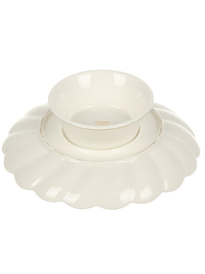 Ваза для фруктов, фарфор, на ножке, 20 см, Bonjart, Золотая линия, ТМ Глория, 202481