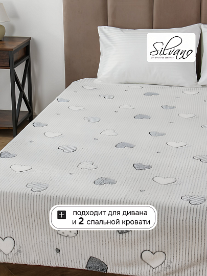 Плед 2-спальный, 180х200 см, велсофт жаккард, 100% полиэстер, Silvano, Сердечко, 180/237-VLRE/LA