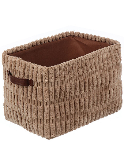 Корзина для хранения, 30х20х20 см, прямоугольная, фланель, коричневая, A190014