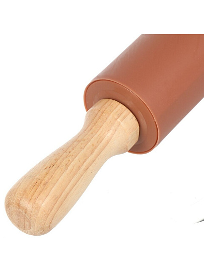 Скалка дерево, силикон, 43х5 см, Y4-9571