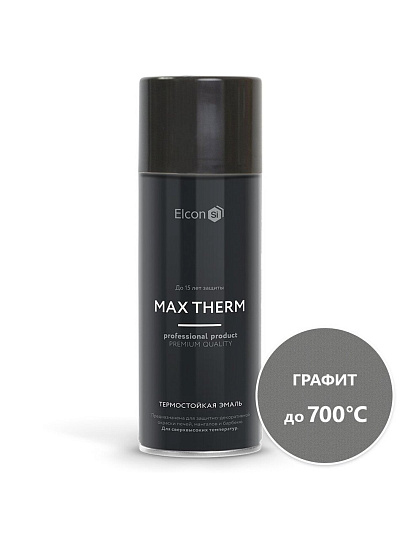 Эмаль аэрозольная, Elcon, декоративная, термостойкая, быстросохнущая, матовая, графит, 520 мл, до 700 градусов
