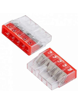 Клемма строительно-монтажная, прозрачная, СМК, 5-проводная, 0.5-2.5 мм², General Lighting Systems, 800489