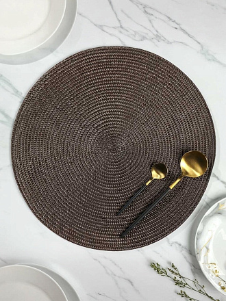 Салфетка для стола полимер, 38х38 см, круглая, коричневая, Y6-2537