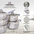 Набор посуды нержавеющая сталь, 10 предметов, кастрюли 1.9,2.9,3.9,6.5 л, ковш 1.9 л, индукция, Daniks, Модерн серый, SD-10N - фото 12