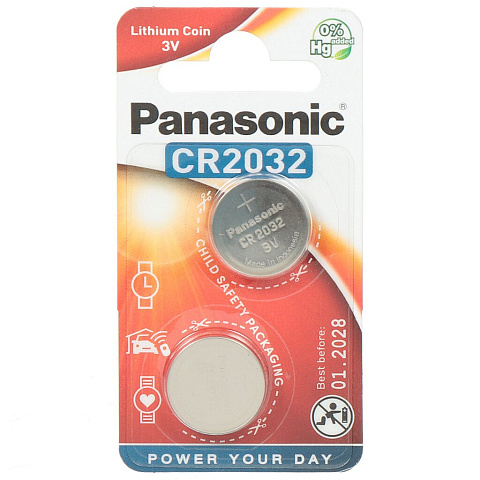 Батарейка Panasonic, CR2032, Power Cells, литиевая, 3 В, блистер, 2 шт, УТ-00000239