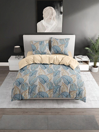 Постельное белье евро, простыня 215х240 см, 2 наволочки 70х70 см, пододеяльник 205х215 см, Silvano, поплин, Лиам