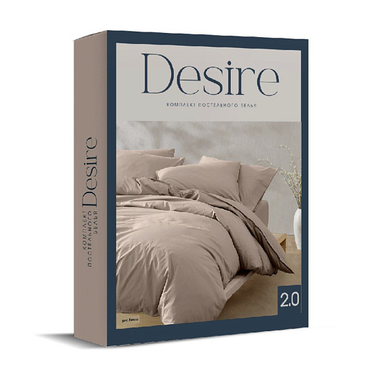 Постельное белье 2-спальное, простыня 160х200х25 см, 2 наволочки 50х70 см, пододеяльник 175х215 см, простыня на резинке, Desire, поплин, Витаж