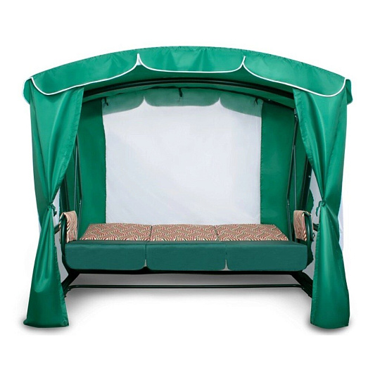 Качели садовые 3-местные, 231х125х195 см, 300 кг, Arno, Оазис Люкс, раскладываются в кровать, с москитной сеткой, зеленые, 2016-КД-40/Л, металл