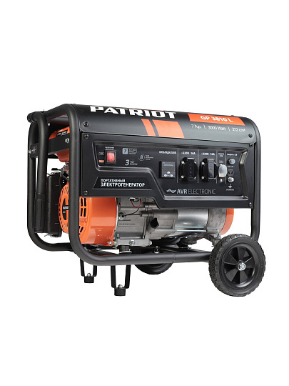 Генератор бензиновый, Patriot, GP 3810 L, 3 кВт, четырехтактный, 12.2 А, выход 12 В, ручной стартер, 474101545