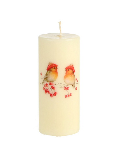 Свеча декоративная, 12х5 см, Пташки на Ветке, парафин, с декором, 35 1120 8158