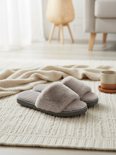 Тапки для женщин, серые, р. 40-41, меховые, DAISY Р