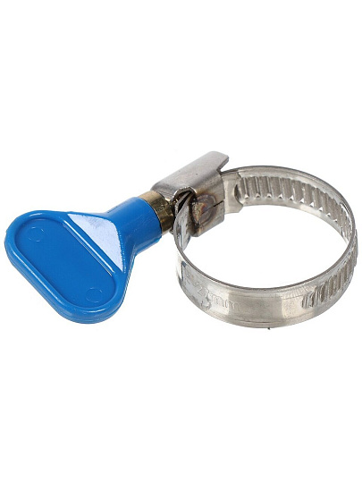 Хомут обжимной червячный с барашком, 16-25 мм, нержавеющая сталь, 5 шт, индивидуальная упаковка, Grandy