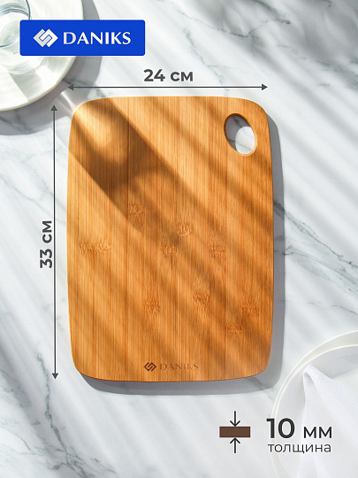Доска разделочная бамбук, 33х24х1 см, прямоугольная, Daniks, Бамбук, H-1636