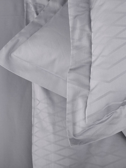 Постельное белье евро, простыня 240х260 см, 2 наволочки 70х70 см, 2 наволочки 50х70 см, пододеяльник 200х220 см, Mona Liza, сатин-жаккард, Royal Грань серебристая