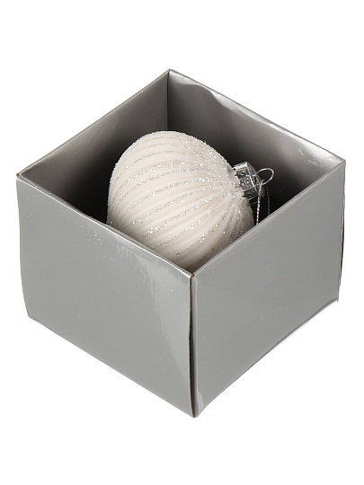 Елочное украшение Луковица Белые грани, белое, 8 см, стекло, XF24-SC029