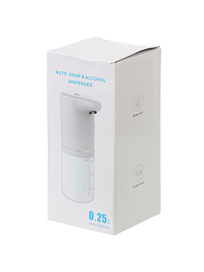 Дозатор для жидкого мыла, сенсорный, пластик, 7.2х9.8х18.8 см, 350 мл, белый, A350047