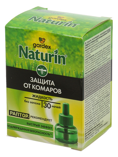 Репеллент от комаров, жидкость для фумигатора, без запаха, 30 ночей, Gardex, Naturin, 20 мл