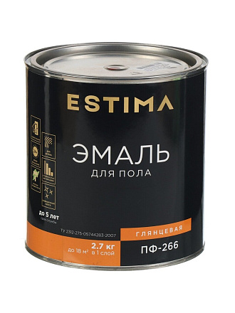 Эмаль Estima, ПФ-266, для пола, алкидная, глянцевая, золотисто-коричневая, 2.7 кг