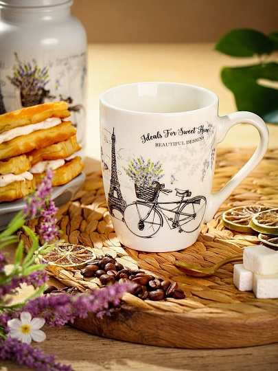 Кружка керамика, 350 мл, Прованс, Daniks, белая