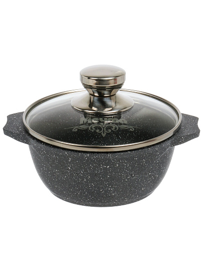 Кастрюля алюминий, антипригарное покрытие, 1 л, крышка стекло, Мечта, Гранит, 41701