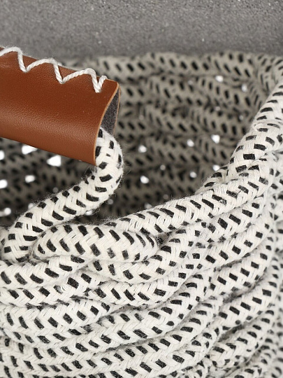 Корзина 22х15х17 см, круглая, плетеная, с кожаной ручкой, Y4-8944