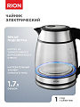 Чайник электрический Rion, 1.7 л, 1500 Вт, скрытый нагревательный элемент, нержавеющая сталь