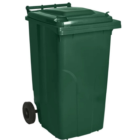 Контейнер для мусора пластик, 240 л, с крышкой, 58х70.5х105 см, зеленый, 122068-МТ001