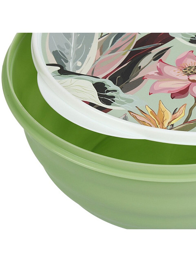 Набор мисок пластик, круглый, 3 шт, 23.7х10.9 см, 3.2 л, 1.1, 2.1, 3.2 л, с крышкой, Latina, Homver, 222133818/08, зеленый