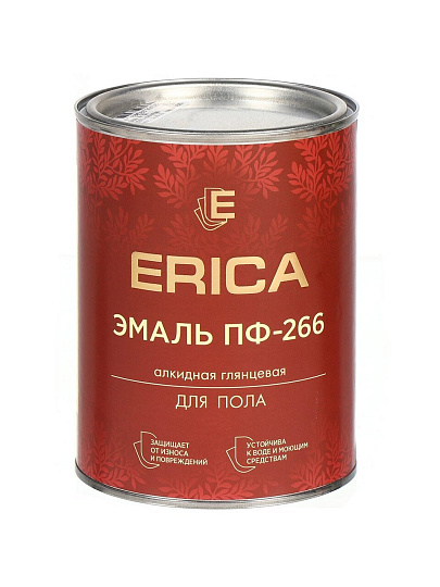 Эмаль Erica, ПФ-266, для пола, алкидная, глянцевая, красно-коричневая, 0.8 кг