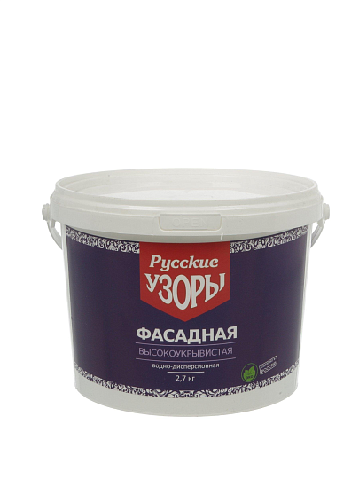 Краска водно-дисперсионная, Русские узоры, полиакриловая, фасадная, матовая, 2.7 кг