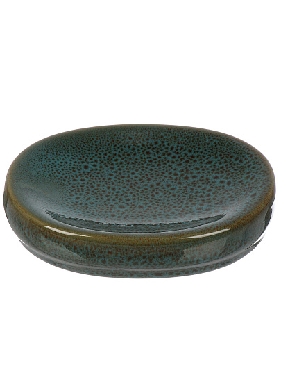 Мыльница настольная настольная, керамика, 14.5х10.5х3 см, малахит глянцевая, Y4-9876