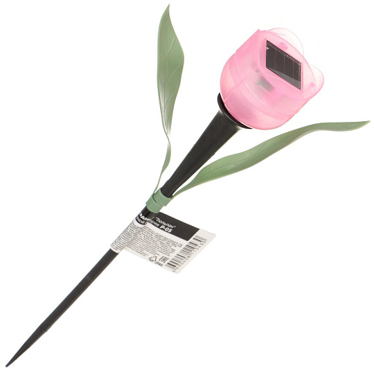 Фонарь садовый P-05 Тюльпан, на солнечной батарее, грунтовый, пластик, 4.8х30 см