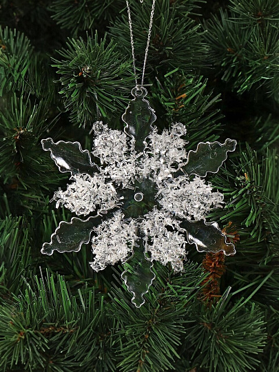 Елочное украшение Снежинка, прозрачное, 13 см, SYYKLB-1822304