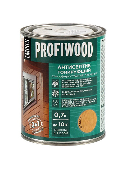 Антисептик Profiwood, для дерева, тонирующий, орегон, 0.6 кг