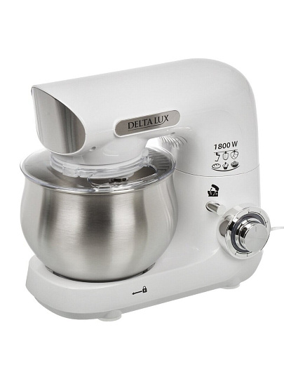 Миксер планетарный Delta Lux, DE-7902P, 5 л, 1800 Вт, 6 скоростей, белый
