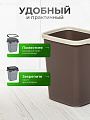 Контейнер для мусора пластик, 9 л, прямоугольный, с фиксатором, шоколад, слоновая кость, Violet, Tandem, 841122 - фото 3