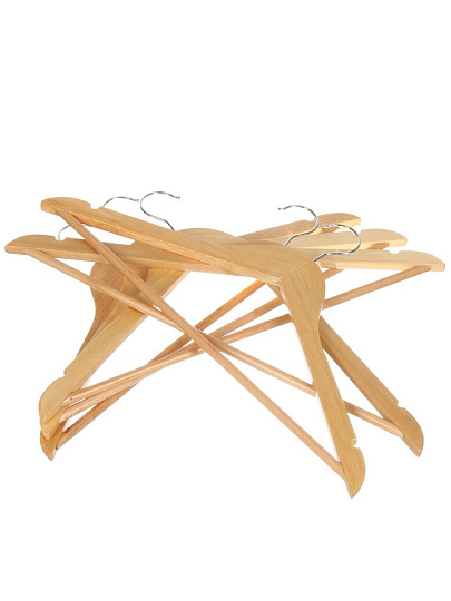 Вешалка-плечики для одежды, 44.5 см, дерево, 10 шт, натуральное дерево, Марья Искусница