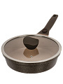 Сковорода литой алюминий, 24 см, антипригарное покрытие, Горница, Дуэт Шоколадный мусс, с крышкой, съемная ручка, индукция, Ис8244Дш - фото 4