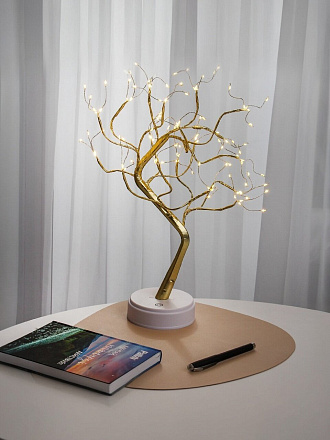 Фигурка декоративная полимер, Дерево, с подсветкой, 72 лампы, теплый белый свет, работа от USB или 3АА, Y4-9540