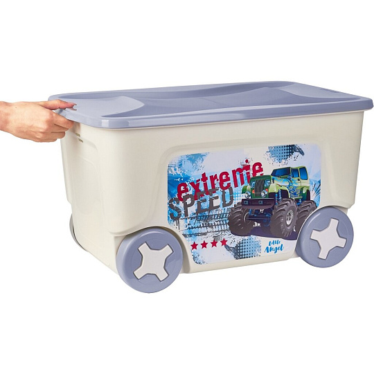Ящик для игрушек 50 л, с крышкой, пластик, 38х59х33 см, Lalababy, Play with Me Super Truck, LA1036