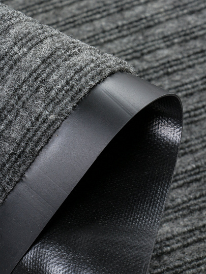 Коврик грязезащитный, 50х80 см, прямоугольный, резина, с ковролином, ребристый, серый, 35-041/w