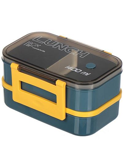 Контейнер ланч-бокс пластик, 1.4 л, 19х11.5х10.5 см, в ассортименте, прямоугольный, Y4-7826