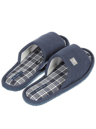 Тапки для мужчин, текстиль, синие, р. 43, открытые, М-23-189