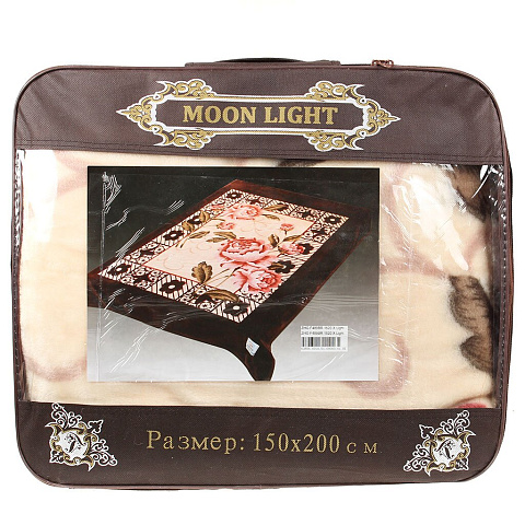 Плед Moon Light полутораспальный (150х200 см) полиэстер, в сумке, Роза на бежевом 63806