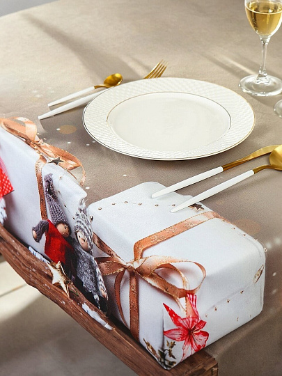 Скатерть 145х180 см, 100% хлопок, Праздничный стол Новогодние подарки, AI-1504040