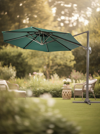 Зонт садовый 3х3 м, зеленый, с регулировкой наклона, C080007