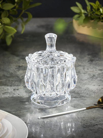 Сахарница 140 мл, стекло, 11х11х7.5 см, с крышкой, Y6-2027